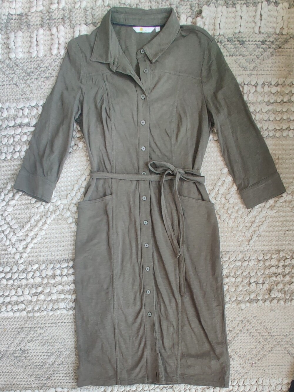 BODEN Tara Jersey Shirt Dress In Olive Green Size 12 Long - Picture 4 of 7